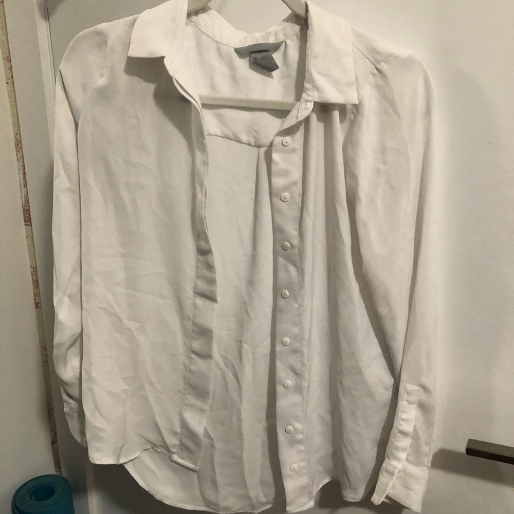 White button down blouse